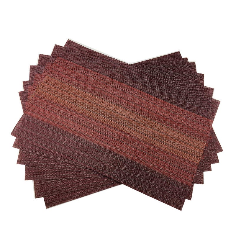 Gugrida Exquisite Woven Vinyl Placemats for Dining Table Heat Resistant PVC Table Mats (Pack of 6, Red) - Image 1